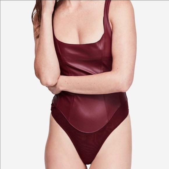 FREE PEOPLE SHE’S A VEGAN Leather & Mesh Bodysuit - Picture 5 of 10